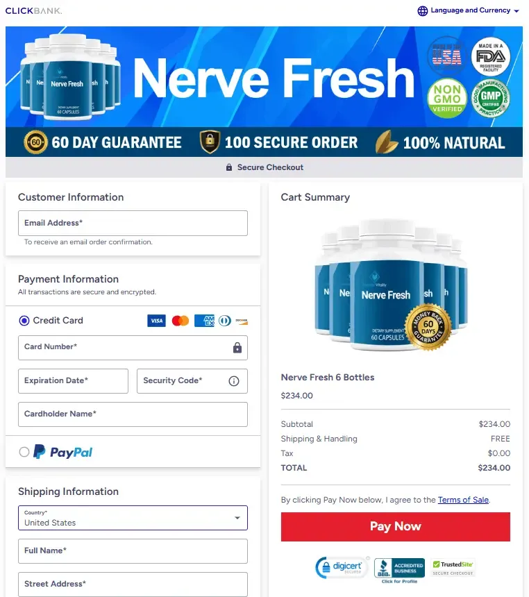 Nerve Fresh Order Form